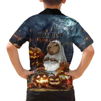 Capy-Boo-Ra Halloween Personalized Family Matching Off Shoulder Maxi Dress and Hawaiian Shirt Capybara Funny Spooky Ghost LT9 - Wonder Print Shop