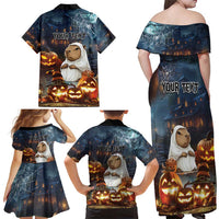 Capy-Boo-Ra Halloween Personalized Family Matching Off Shoulder Maxi Dress and Hawaiian Shirt Capybara Funny Spooky Ghost LT9 - Wonder Print Shop