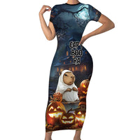 Capy-Boo-Ra Halloween Personalized Family Matching Short Sleeve Bodycon Dress and Hawaiian Shirt Capybara Funny Spooky Ghost - Wonder Print Shop