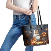 Capy-Boo-Ra Halloween Personalized Leather Tote Bag Capybara Funny Spooky Ghost - Wonder Print Shop