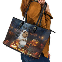 Capy-Boo-Ra Halloween Personalized Leather Tote Bag Capybara Funny Spooky Ghost - Wonder Print Shop