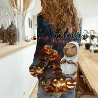 Capy-Boo-Ra Halloween Personalized Women Casual Shirt Capybara Funny Spooky Ghost - Wonder Print Shop