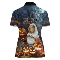 Capy-Boo-Ra Halloween Personalized Women Polo Shirt Capybara Funny Spooky Ghost - Wonder Print Shop