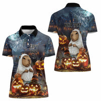 Capy-Boo-Ra Halloween Personalized Women Polo Shirt Capybara Funny Spooky Ghost - Wonder Print Shop