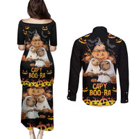 Capy-Boo-Ra Spooky Season Couples Matching Puletasi and Long Sleeve Button Shirt LT9 - Wonder Print Shop