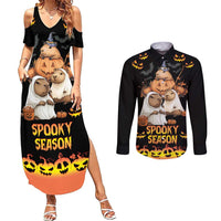 Capy-Boo-Ra Spooky Season Couples Matching Summer Maxi Dress and Long Sleeve Button Shirt LT9 - Wonder Print Shop