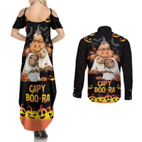 Capy-Boo-Ra Spooky Season Couples Matching Summer Maxi Dress and Long Sleeve Button Shirt LT9 - Wonder Print Shop