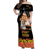 Capy-Boo-Ra Spooky Season Off Shoulder Maxi Dress - Wonder Print Shop