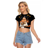 Capy-Boo-Ra Spooky Season Raglan Cropped T Shirt - Wonder Print Shop