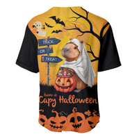 Happy Capy-Boo-Ra Baseball Jersey Capybara Ghost Trick or Treat LT9 - Wonder Print Shop