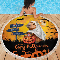 Happy Capy-Boo-Ra Beach Blanket Capybara Ghost Trick or Treat LT9 - Wonder Print Shop