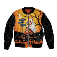 Happy Capy-Boo-Ra Bomber Jacket Capybara Ghost Trick or Treat LT9 - Wonder Print Shop