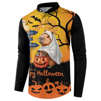 Happy Capy-Boo-Ra Button Sweatshirt Capybara Ghost Trick or Treat LT9 - Wonder Print Shop