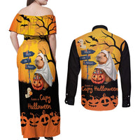 Happy Capy-Boo-Ra Couples Matching Off Shoulder Maxi Dress and Long Sleeve Button Shirt Capybara Ghost Trick or Treat LT9 - Wonder Print Shop