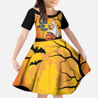 Happy Capy-Boo-Ra Family Matching Off The Shoulder Long Sleeve Dress and Hawaiian Shirt Capybara Ghost Trick or Treat - Wonder Print Shop