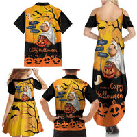 Happy Capy-Boo-Ra Family Matching Summer Maxi Dress and Hawaiian Shirt Capybara Ghost Trick or Treat - Wonder Print Shop