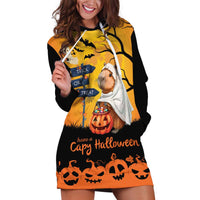 Happy Capy-Boo-Ra Hoodie Dress Capybara Ghost Trick or Treat - Wonder Print Shop