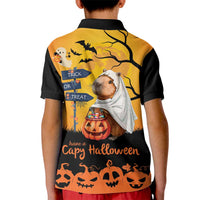 Happy Capy-Boo-Ra Kid Polo Shirt Capybara Ghost Trick or Treat - Wonder Print Shop