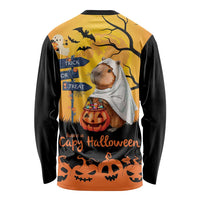 Happy Capy-Boo-Ra Long Sleeve Shirt Capybara Ghost Trick or Treat - Wonder Print Shop