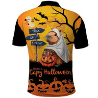 Happy Capy-Boo-Ra Polo Shirt Capybara Ghost Trick or Treat - Wonder Print Shop