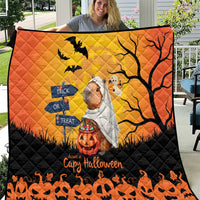 Happy Capy-Boo-Ra Quilt Capybara Ghost Trick or Treat - Wonder Print Shop