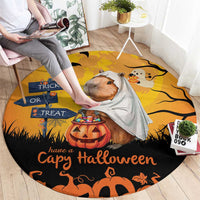 Happy Capy-Boo-Ra Round Carpet Capybara Ghost Trick or Treat