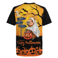 Happy Capy-Boo-Ra Rugby Jersey Capybara Ghost Trick or Treat - Wonder Print Shop