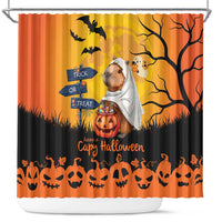 Happy Capy-Boo-Ra Shower Curtain Capybara Ghost Trick or Treat