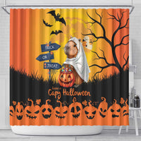 Happy Capy-Boo-Ra Shower Curtain Capybara Ghost Trick or Treat