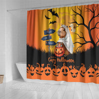 Happy Capy-Boo-Ra Shower Curtain Capybara Ghost Trick or Treat