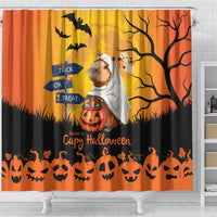 Happy Capy-Boo-Ra Shower Curtain Capybara Ghost Trick or Treat