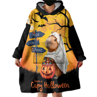 Happy Capy-Boo-Ra Wearable Blanket Hoodie Capybara Ghost Trick or Treat - Wonder Print Shop