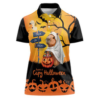 Happy Capy-Boo-Ra Women Polo Shirt Capybara Ghost Trick or Treat - Wonder Print Shop