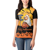 Happy Capy-Boo-Ra Women Polo Shirt Capybara Ghost Trick or Treat - Wonder Print Shop