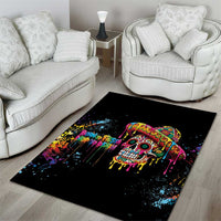 Dripping Sombrero Sugar Skull Area Rug Día de los Muertos - Wonder Print Shop