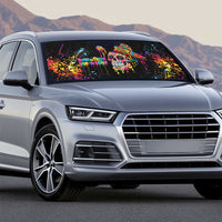 Dripping Sombrero Sugar Skull Auto Sun Shade Día de los Muertos - Wonder Print Shop