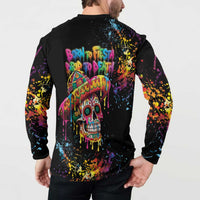 Dripping Sombrero Sugar Skull Button Sweatshirt Día de los Muertos - Wonder Print Shop