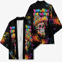Dripping Sombrero Sugar Skull Kimono Día de los Muertos - Wonder Print Shop