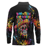 Dripping Sombrero Sugar Skull Long Sleeve Polo Shirt Día de los Muertos - Wonder Print Shop
