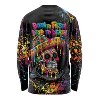 Dripping Sombrero Sugar Skull Long Sleeve Shirt Día de los Muertos - Wonder Print Shop
