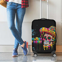 Dripping Sombrero Sugar Skull Luggage Cover Día de los Muertos - Wonder Print Shop