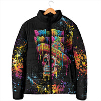 Dripping Sombrero Sugar Skull Padded Jacket Día de los Muertos - Wonder Print Shop