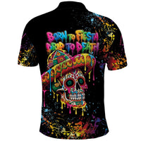 Dripping Sombrero Sugar Skull Polo Shirt Día de los Muertos - Wonder Print Shop
