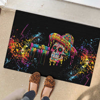 Dripping Sombrero Sugar Skull Rubber Doormat Día de los Muertos - Wonder Print Shop