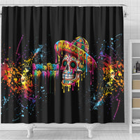 Dripping Sombrero Sugar Skull Shower Curtain Día de los Muertos - Wonder Print Shop