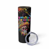 Dripping Sombrero Sugar Skull Skinny Tumbler Día de los Muertos - Wonder Print Shop