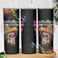 Dripping Sombrero Sugar Skull Skinny Tumbler Día de los Muertos - Wonder Print Shop