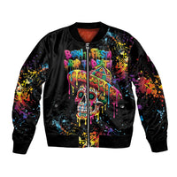 Dripping Sombrero Sugar Skull Sleeve Zip Bomber Jacket Día de los Muertos - Wonder Print Shop