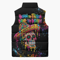 Dripping Sombrero Sugar Skull Sleeveless Puffer Jacket Día de los Muertos - Wonder Print Shop