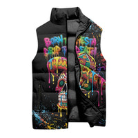 Dripping Sombrero Sugar Skull Sleeveless Puffer Jacket Día de los Muertos - Wonder Print Shop